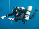 Diver practicing TDI Deco Procedures underwater, showcasing advanced diving skills.