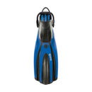 Mares AVANTI SUPERCHANNEL Open Heel fins with 3-channel design and elastic strap in yellow, blue, and black